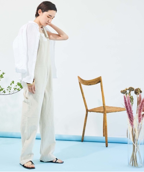 Doux archives(ドゥアルシーヴ)の「リネンオーバーオール(サロペット/オーバーオール・レディース・ブラック/ベージュ・FREE)」の8枚目の写真