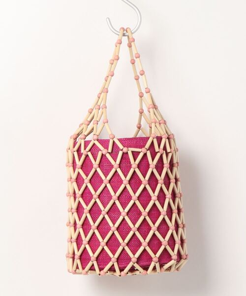 HALIN（ハリン）の「【HALIN】ｳｯﾄﾞﾋﾞｰｽﾞBAG（かごバッグ・レディース・ピンク・FREE）」の2枚目の写真