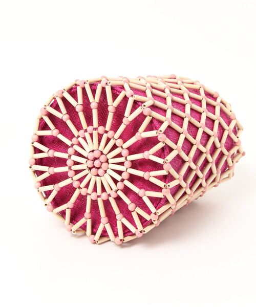 HALIN（ハリン）の「【HALIN】ｳｯﾄﾞﾋﾞｰｽﾞBAG（かごバッグ・レディース・ピンク・FREE）」の3枚目の写真