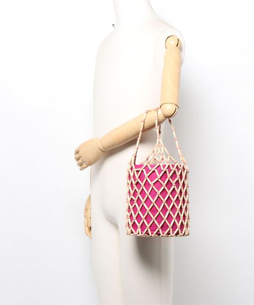 HALIN（ハリン）の「【HALIN】ｳｯﾄﾞﾋﾞｰｽﾞBAG（かごバッグ・レディース・ピンク・FREE）」の5枚目の写真