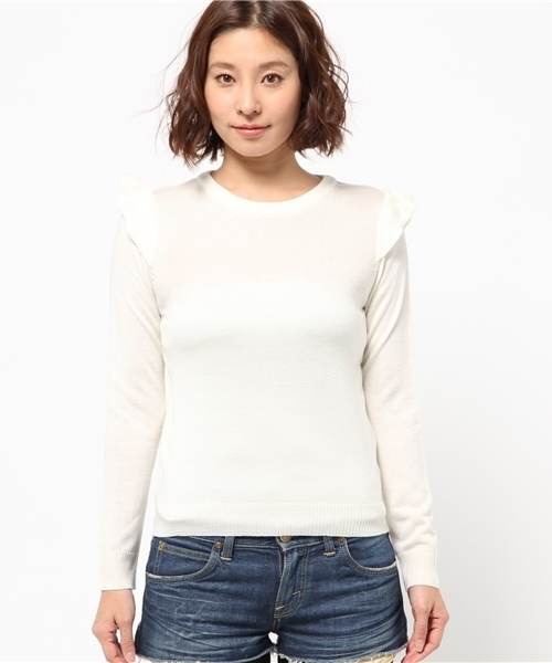 WEGO（ウィゴー）の「WEGO/フリルニット（ニット/セーター・レディース・オフホワイト/ライトグレー/サックスブルー/ライトイエロー・FREE）」の16枚目の写真