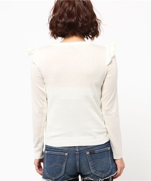 WEGO（ウィゴー）の「WEGO/フリルニット（ニット/セーター・レディース・オフホワイト/ライトグレー/サックスブルー/ライトイエロー・FREE）」の10枚目の写真