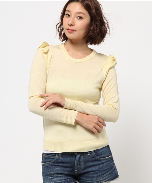 WEGO（ウィゴー）の「WEGO/フリルニット（ニット/セーター・レディース・オフホワイト/ライトグレー/サックスブルー/ライトイエロー・FREE）」の8枚目の写真