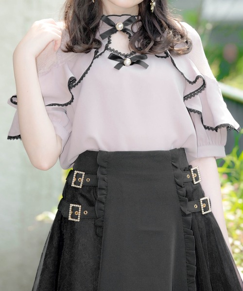 ROJITA（ロジータ）の「ダブルリボンラッフルブラウス（シャツ/ブラウス・レディース・ブラック/ピンク/ホワイト・FREE）」の3枚目の写真