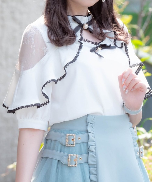 ROJITA（ロジータ）の「ダブルリボンラッフルブラウス（シャツ/ブラウス・レディース・ブラック/ピンク/ホワイト・FREE）」の4枚目の写真