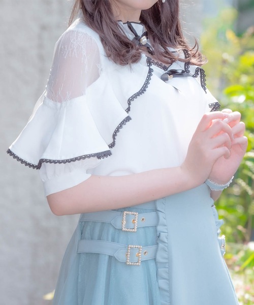 ROJITA（ロジータ）の「ダブルリボンラッフルブラウス（シャツ/ブラウス・レディース・ブラック/ピンク/ホワイト・FREE）」の10枚目の写真