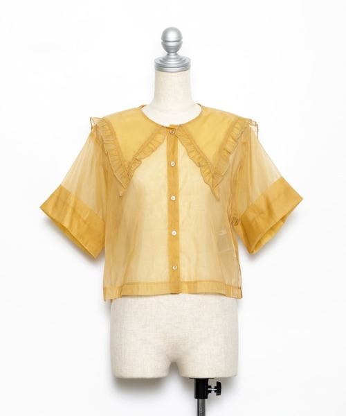 AS KNOW AS PINKY(アズノゥアズピンキー)の「セーラー見せてシアーブラウス(シャツ/ブラウス・レディース・オフホワイト/ブラック/ブラウン・FREE)」の8枚目の写真