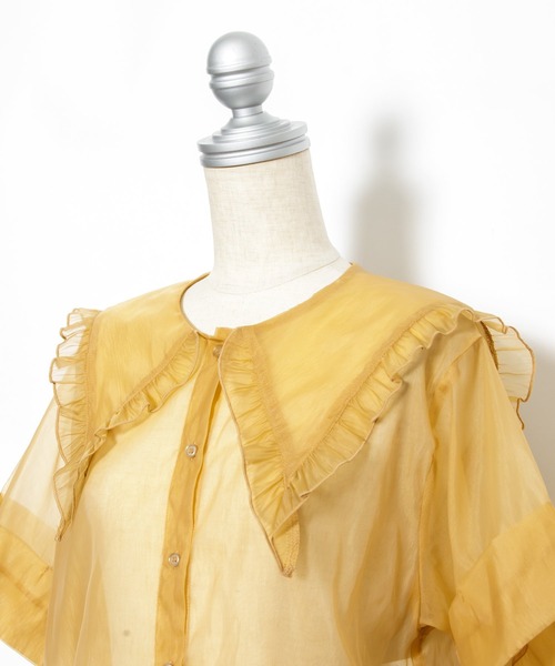 AS KNOW AS PINKY(アズノゥアズピンキー)の「セーラー見せてシアーブラウス(シャツ/ブラウス・レディース・オフホワイト/ブラック/ブラウン・FREE)」の15枚目の写真