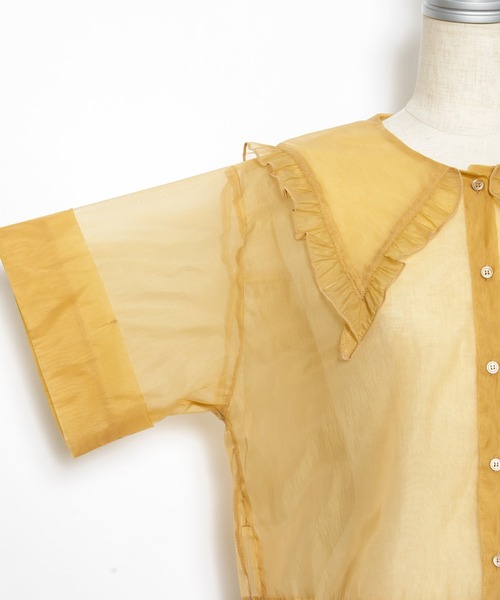 AS KNOW AS PINKY(アズノゥアズピンキー)の「セーラー見せてシアーブラウス(シャツ/ブラウス・レディース・オフホワイト/ブラック/ブラウン・FREE)」の5枚目の写真