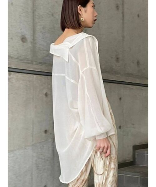 EMODA（エモダ）の「シアーワイドシャツ（シャツ/ブラウス・レディース・ホワイト/ブラック/ミント/イエロー・FREE）」の9枚目の写真