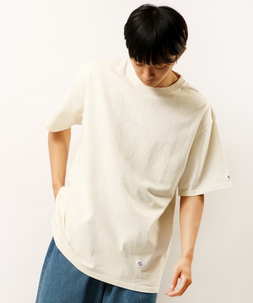 JEMORGAN(ジェーイーモーガン)の「JEMORGAN ヘビーウェイト天竺スノーウォッシュ加工ロゴ刺繍Tシャツ(Tシャツ/カットソー・メンズ・チャコールグレー/ブラウン/カーキ/ピンク/ナチュラル・M/L/XL)」の3枚目の写真