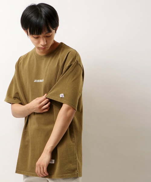 JEMORGAN(ジェーイーモーガン)の「JEMORGAN ヘビーウェイト天竺スノーウォッシュ加工ロゴ刺繍Tシャツ(Tシャツ/カットソー・メンズ・チャコールグレー/ブラウン/カーキ/ピンク/ナチュラル・M/L/XL)」の4枚目の写真