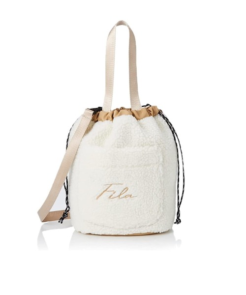 FILA（フィラ）の「【FILA/フィラ】筆記体刺繍 ボアフリース 巾着バッグ/ショルダーバッグ（ショルダーバッグ・レディース・チャコールグレー/ベージュ/ブラウン/スモークピンク・FREE）」の3枚目の写真
