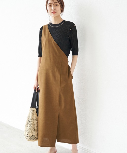 ROPE' PICNIC(ロペピクニック)の「リネンライクワンショルジャンパースカート(ジャンパースカート・レディース・ブラック/キャメル/ベージュ・38)」の3枚目の写真