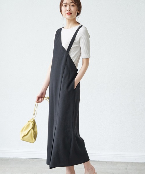 ROPE' PICNIC(ロペピクニック)の「リネンライクワンショルジャンパースカート(ジャンパースカート・レディース・ブラック/キャメル/ベージュ・38)」の2枚目の写真