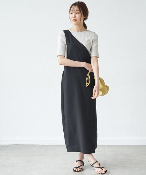 ROPE' PICNIC(ロペピクニック)の「リネンライクワンショルジャンパースカート(ジャンパースカート・レディース・ブラック/キャメル/ベージュ・38)」の18枚目の写真