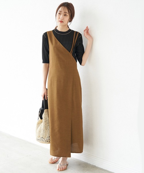 ROPE' PICNIC(ロペピクニック)の「リネンライクワンショルジャンパースカート(ジャンパースカート・レディース・ブラック/キャメル/ベージュ・38)」の20枚目の写真