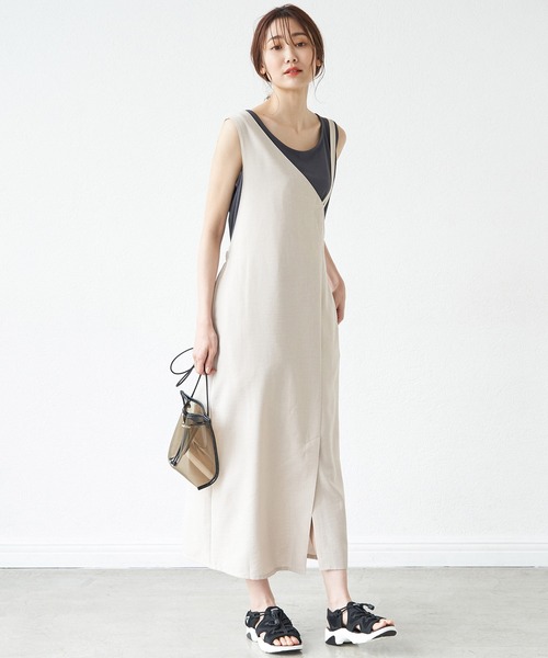 ROPE' PICNIC(ロペピクニック)の「リネンライクワンショルジャンパースカート(ジャンパースカート・レディース・ブラック/キャメル/ベージュ・38)」の21枚目の写真