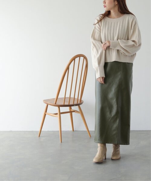 RAY CASSIN(レイカズン)の「レザーペンシルスカート(スカート・レディース・ブラウン/ベージュ/カーキ・FREE)」の5枚目の写真