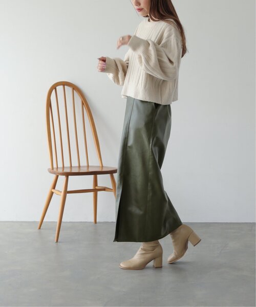 RAY CASSIN(レイカズン)の「レザーペンシルスカート(スカート・レディース・ブラウン/ベージュ/カーキ・FREE)」の7枚目の写真