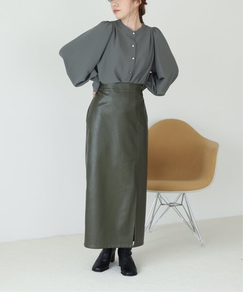 RAY CASSIN(レイカズン)の「レザーペンシルスカート(スカート・レディース・ブラウン/ベージュ/カーキ・FREE)」の10枚目の写真