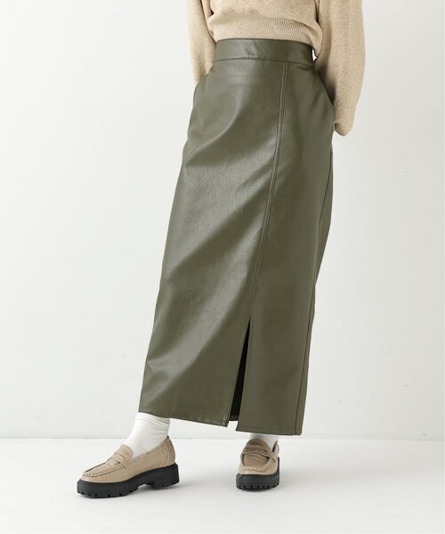 RAY CASSIN(レイカズン)の「レザーペンシルスカート(スカート・レディース・ブラウン/ベージュ/カーキ・FREE)」の13枚目の写真