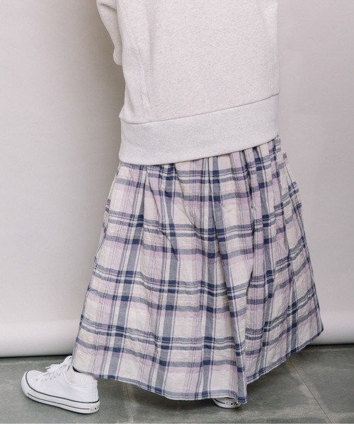 refinedworks（リファインドワークス）の「チェックギャザーSK（スカート・レディース・ネイビー/オフホワイト・MEDIUM）」の11枚目の写真