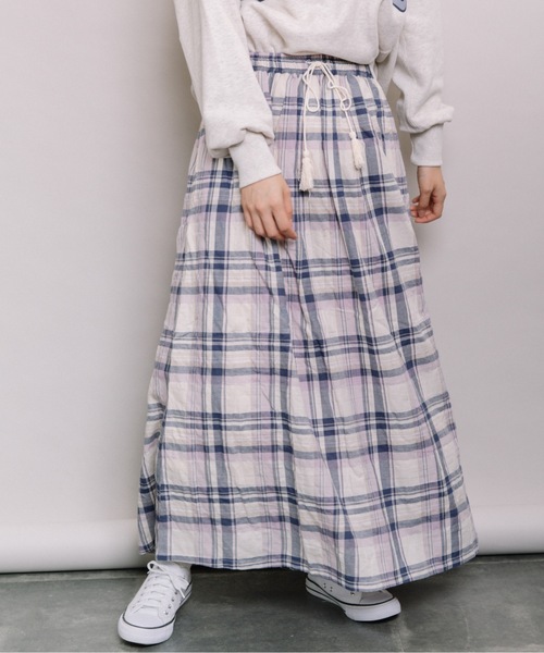 refinedworks（リファインドワークス）の「チェックギャザーSK（スカート・レディース・ネイビー/オフホワイト・MEDIUM）」の12枚目の写真