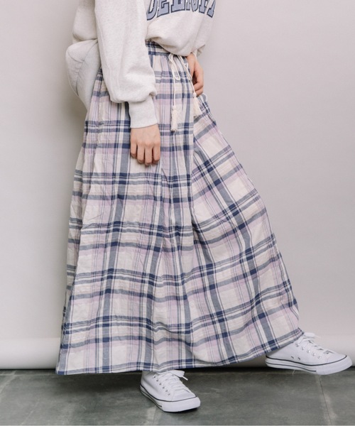 refinedworks（リファインドワークス）の「チェックギャザーSK（スカート・レディース・ネイビー/オフホワイト・MEDIUM）」の13枚目の写真