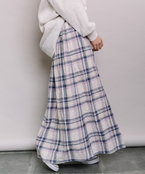 refinedworks（リファインドワークス）の「チェックギャザーSK（スカート・レディース・ネイビー/オフホワイト・MEDIUM）」の14枚目の写真