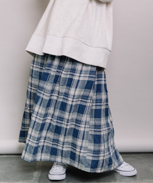 refinedworks（リファインドワークス）の「チェックギャザーSK（スカート・レディース・ネイビー/オフホワイト・MEDIUM）」の21枚目の写真
