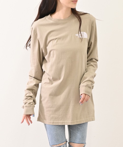 THE NORTH FACE(ザノースフェイス)の「THE NORTH FACE(ザ・ノース・フェイス) NSE ボックスロゴ 長袖Tシャツ(Tシャツ/カットソー・レディース・ホワイト/ブラック/グリーン/グリーン系その他2/ピンク/グリーン系その他/ベージュ・S/M/L/XL)」の4枚目の写真