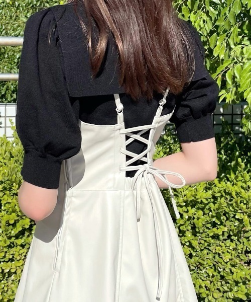 WILLSELECTION(ウィルセレクション)の「エコレザーフレアジャンパースカート(ジャンパースカート・レディース・アイボリー/キャメル・MEDIUM)」の10枚目の写真