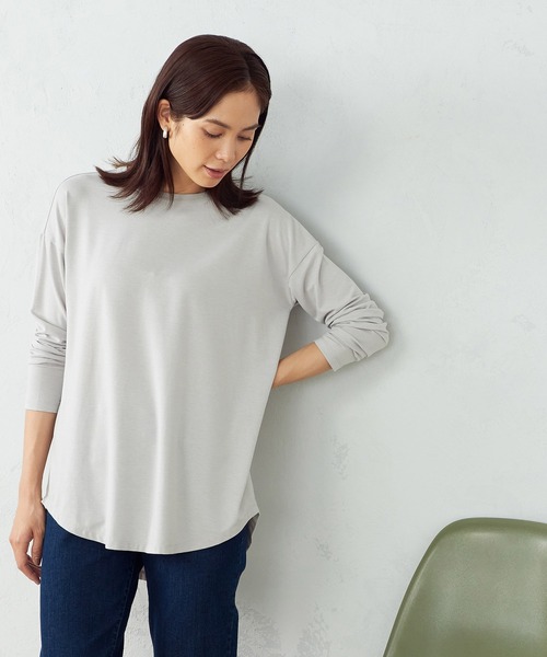 COMME CA ISM（コムサイズム）の「スリット　ロングＴシャツ（Tシャツ/カットソー・レディース・ホワイト/ライトグレー/ブラック・MEDIUM/LARGE）」の8枚目の写真