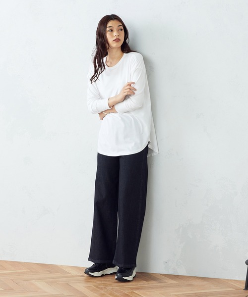COMME CA ISM（コムサイズム）の「スリット　ロングＴシャツ（Tシャツ/カットソー・レディース・ホワイト/ライトグレー/ブラック・MEDIUM/LARGE）」の19枚目の写真