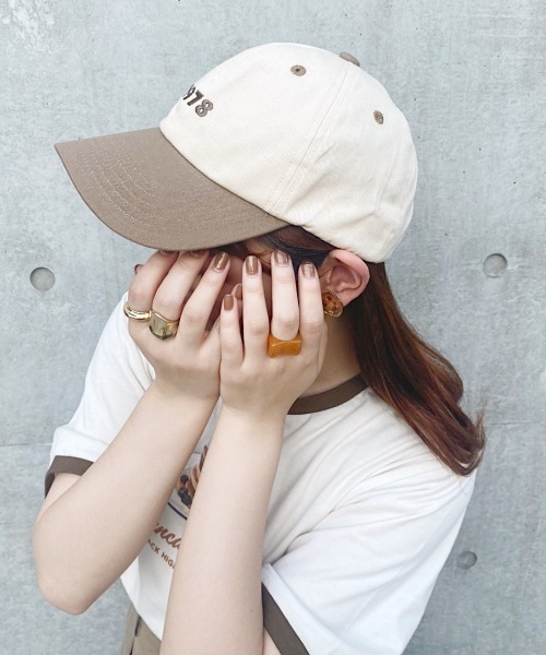 nemne store(ネンネストア)の「【accessory】ハイキングに行く配色刺繍キャップ(キャップ・レディース・グリーン/モカ/ブルー・フリー)」の5枚目の写真