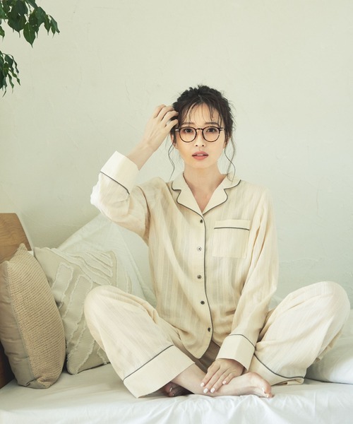 ikka(イッカ)の「パイピングシャツ(ルームウェア/パジャマ・レディース・ライトパープル/ライトベージュ・M/L)」の18枚目の写真