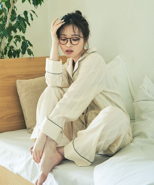 ikka(イッカ)の「パイピングシャツ(ルームウェア/パジャマ・レディース・ライトパープル/ライトベージュ・M/L)」の19枚目の写真