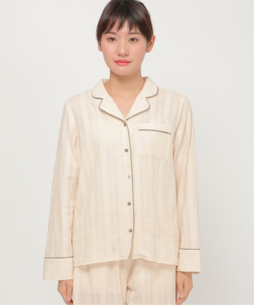 ikka(イッカ)の「パイピングシャツ(ルームウェア/パジャマ・レディース・ライトパープル/ライトベージュ・M/L)」の6枚目の写真