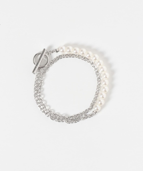 SENSE OF PLACE by URBAN RESEARCH（センスオブプレイスバイアーバンリサーチ）の「2連パールチェーンブレスレット（その他・メンズ・シルバー・ONE）」の3枚目の写真