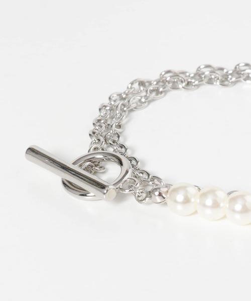 SENSE OF PLACE by URBAN RESEARCH（センスオブプレイスバイアーバンリサーチ）の「2連パールチェーンブレスレット（その他・メンズ・シルバー・ONE）」の2枚目の写真