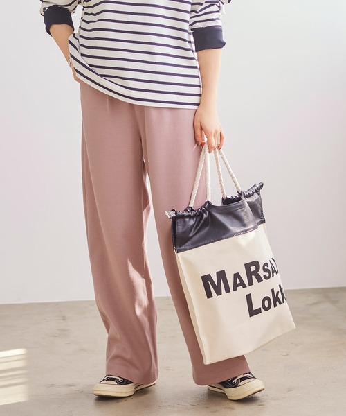 KOBE LETTUCE（コウベレタス）の「[WEARISTA田中亜希子さんコラボ]低身長向けサイズあり　ジャージータックワイドパンツ（スラックス・レディース・ブラック/ダークブラウン/ベージュ/カーキ/ホワイト系/ピンク/チャコール/グリーン系/アイボリー系/イエロー/チャコールグレー/グリーン/オレンジ/ミント/ピンク系/ブラウン系/アイボリー/ブルー系/ブラウン系1/ライトグレー/オフホワイト・SMALL/MEDIUM/MEDIUM/TALL/LARGE）」の19枚目の写真