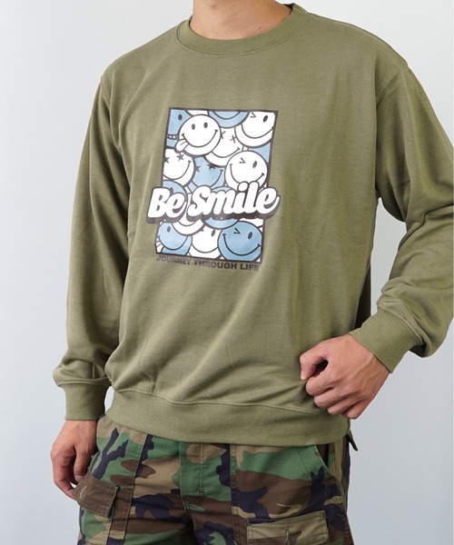 GGD(ジージーディー)の「ワイドシルエットSMILEY FACEスマイル裏毛トレーナー(スウェット・レディース・グレー/ブラック/ブルー/グリーン・LL/L/M)」の13枚目の写真