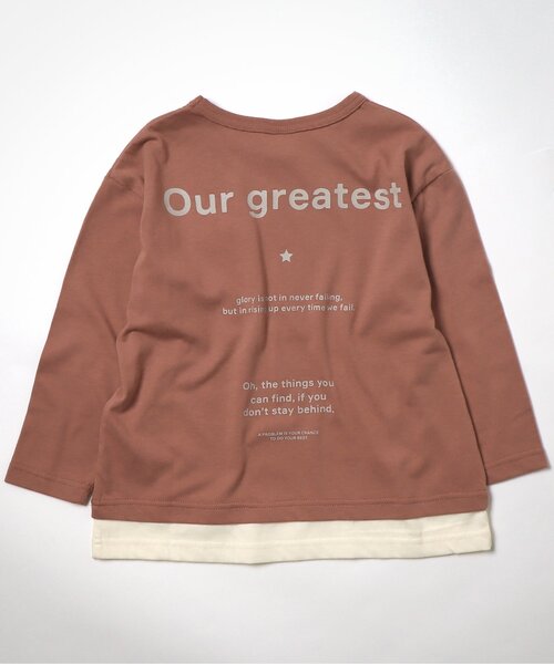 BREEZE by saori(ブリーズバイサオリ)の「WEB限定 レイヤードバッグロゴロンT【BREEZE by saori】(Tシャツ/カットソー・キッズ・カーキ/ブラウン/ブルー/チャコール/ベージュ/ブラック・150/110/140/120/130/100/90)」の3枚目の写真