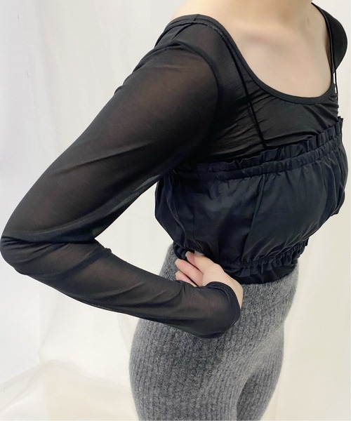 Charles Chaton（シャルルシャトン）の「シアーカットプルオーバー（Tシャツ/カットソー・レディース・ブラック/ベージュ/ピンク・FREE）」の10枚目の写真