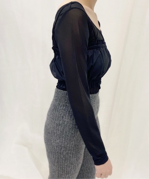 Charles Chaton（シャルルシャトン）の「シアーカットプルオーバー（Tシャツ/カットソー・レディース・ブラック/ベージュ/ピンク・FREE）」の8枚目の写真