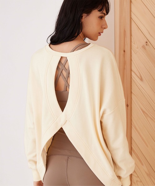 SEA DRESS(シードレス)の「バッククロスヨガトレーナー(Tシャツ/カットソー・レディース・ピンク/アイボリー/チャコール・FREE)」の4枚目の写真