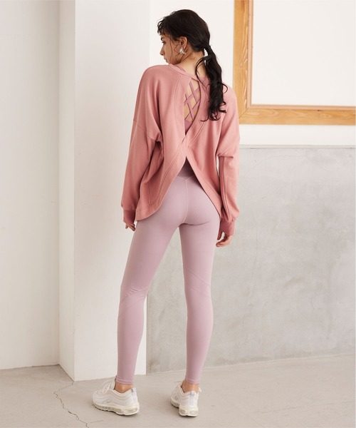 SEA DRESS(シードレス)の「バッククロスヨガトレーナー(Tシャツ/カットソー・レディース・ピンク/アイボリー/チャコール・FREE)」の9枚目の写真