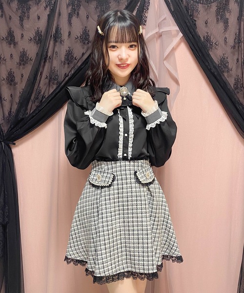 ROJITA（ロジータ）の「パールフラップツイードスカート（スカート・レディース・ブラック/ホワイト・FREE）」の2枚目の写真