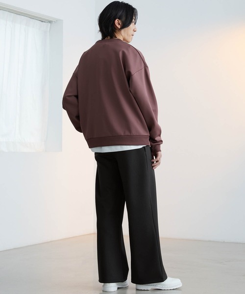 Like Us（ライクアス）の「【LikeUs】シルキーダンボールニットセンタープリーツセミワイドフレアパンツ（スラックス・メンズ・ブラウン/ワインレッド/ライトベージュ/チェリーピンク/オレンジ/ネイビー/ホワイト/グレイッシュブルー/イエロー/カーキ系/ブラック/ダークグレー/グレイッシュベージュ・XL/L/M）」の19枚目の写真